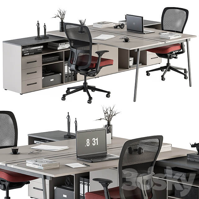 employee Set Office Furniture 244 3D Models 3DSKY