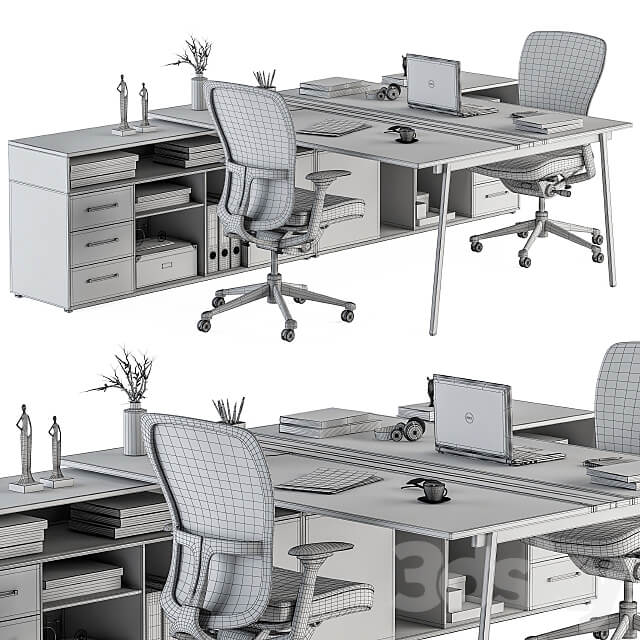 employee Set Office Furniture 244 3D Models 3DSKY