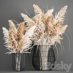 Bouquet 193. pampas grass vase dried flower reeds cortaderia basket nature decor scandinavian style 3D Models 