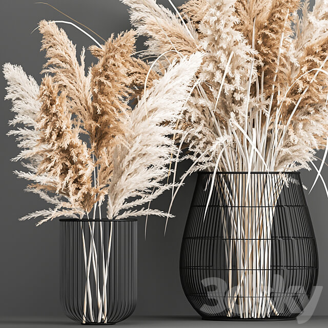Bouquet 193. pampas grass vase dried flower reeds cortaderia basket nature decor scandinavian style 3D Models