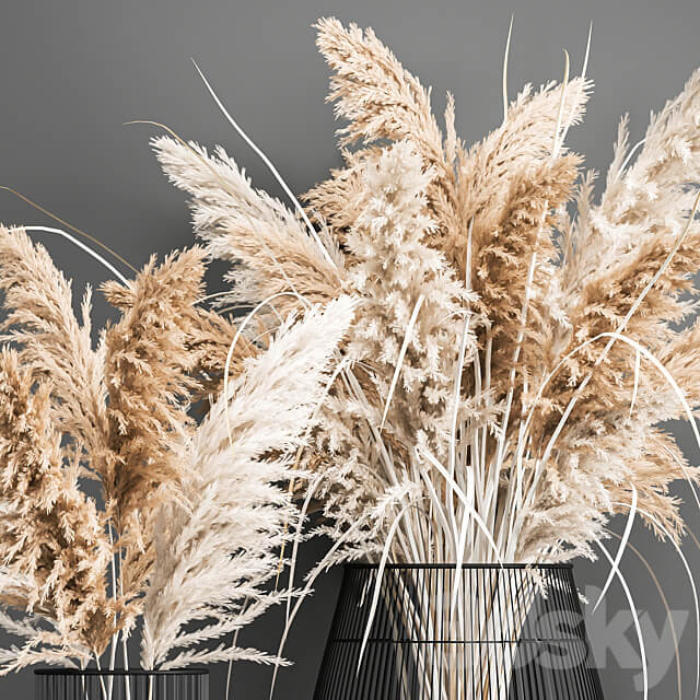 Bouquet 193. pampas grass vase dried flower reeds cortaderia basket nature decor scandinavian style 3D Models