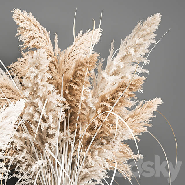 Bouquet 193. pampas grass vase dried flower reeds cortaderia basket nature decor scandinavian style 3D Models