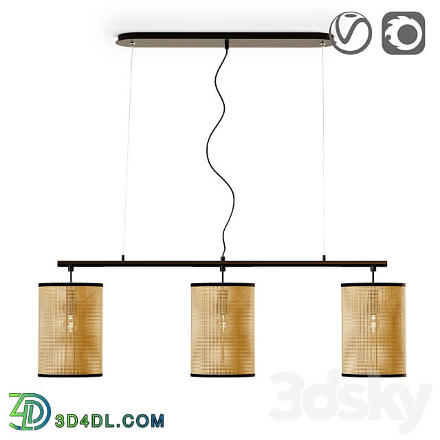 Light in metal and wicker material Cara Pendant light 3D Models 3DSKY