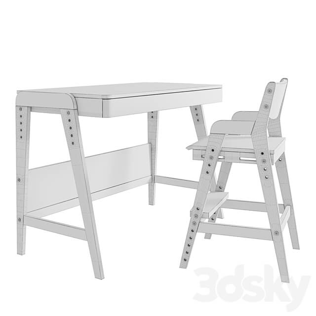 Growing table and chair for Woody baby Table Chair 3D Models 3DSKY