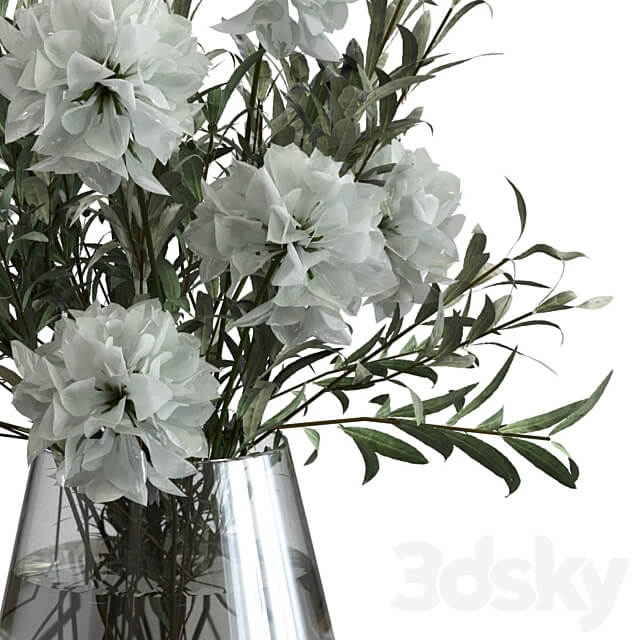 Olive bouquet with white flowers 3D Models 3DSKY