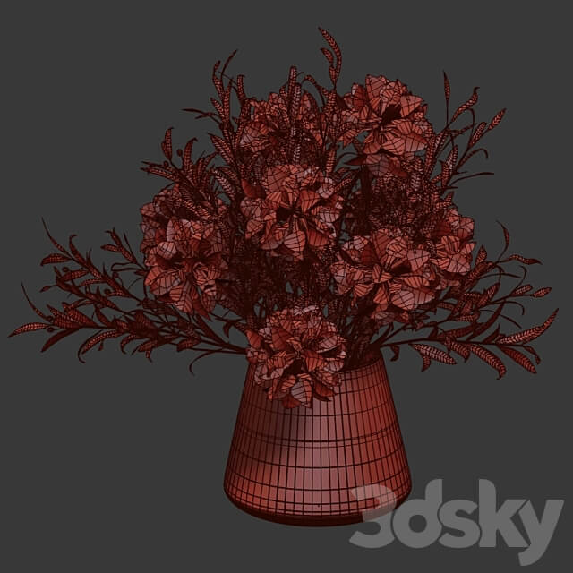 Olive bouquet with white flowers 3D Models 3DSKY