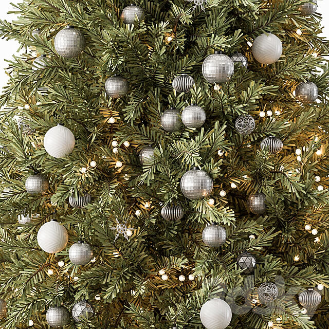 Christmas Decoration 36 Christmas Silver and Green Tree with Gift 3D Models 3DSKY