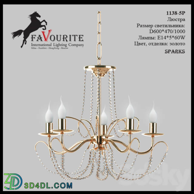 Favourite 1138 5 p Pendant light 3D Models