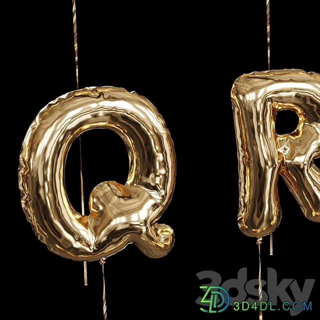 Inflatable foil balloons. English alphabet. 3D Models 3DSKY