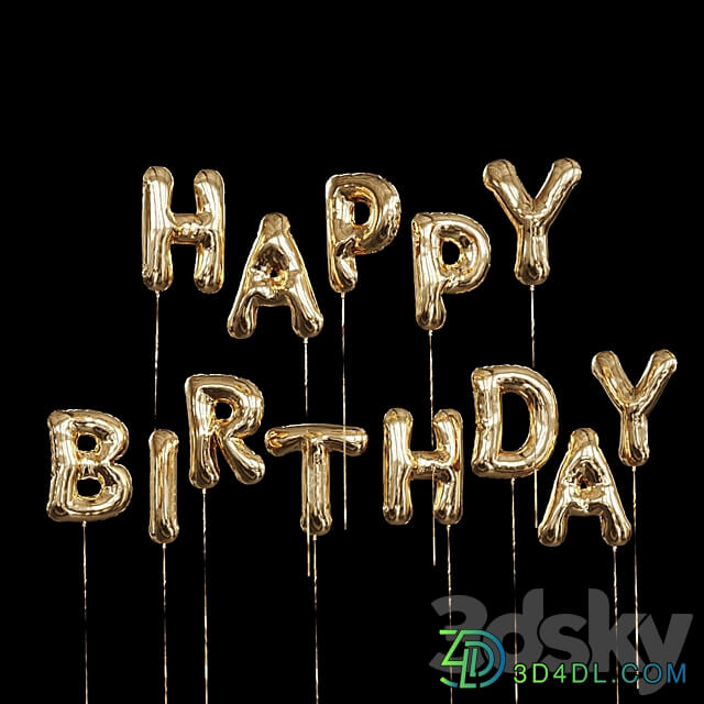 Inflatable foil balloons. English alphabet. 3D Models 3DSKY