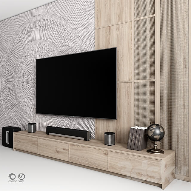 TV Consol Wood Grid 3D Models 3DSKY