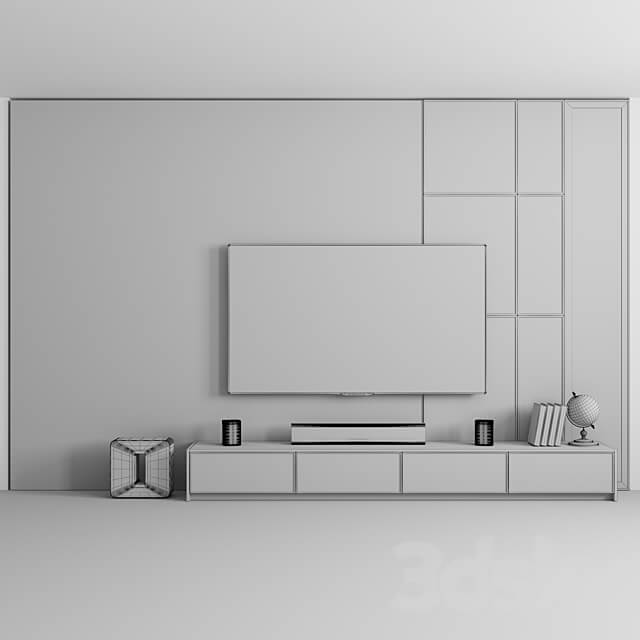 TV Consol Wood Grid 3D Models 3DSKY