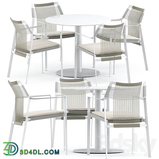Nodi armchair and T Ttable dining table by Tribu Table Chair 3D Models