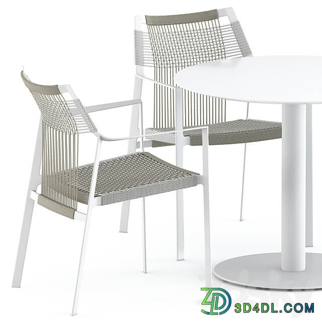 Nodi armchair and T Ttable dining table by Tribu Table Chair 3D Models