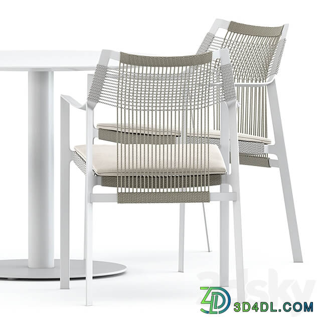 Nodi armchair and T Ttable dining table by Tribu Table Chair 3D Models