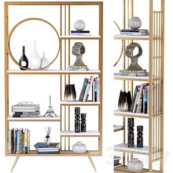 Rack with decor books and figurines 3D Models 