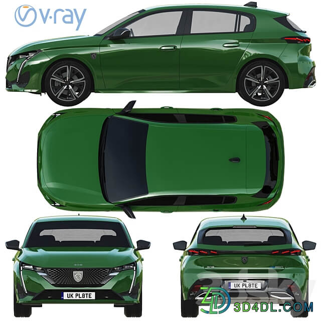 Peugeot 308 Hybrid 2022 3D Models