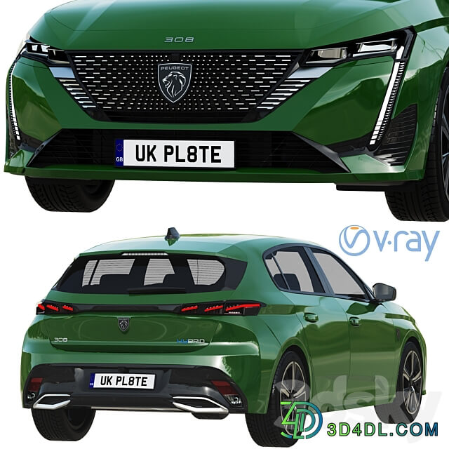 Peugeot 308 Hybrid 2022 3D Models