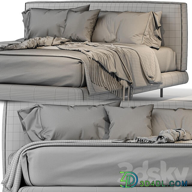 BRASILIA Double bed By Minotti Bed 3D Models