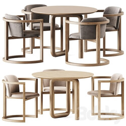 Mono Table by Objects and Ideas and Stir Chair by Kazuko Okamoto Table Chair 3D Models 