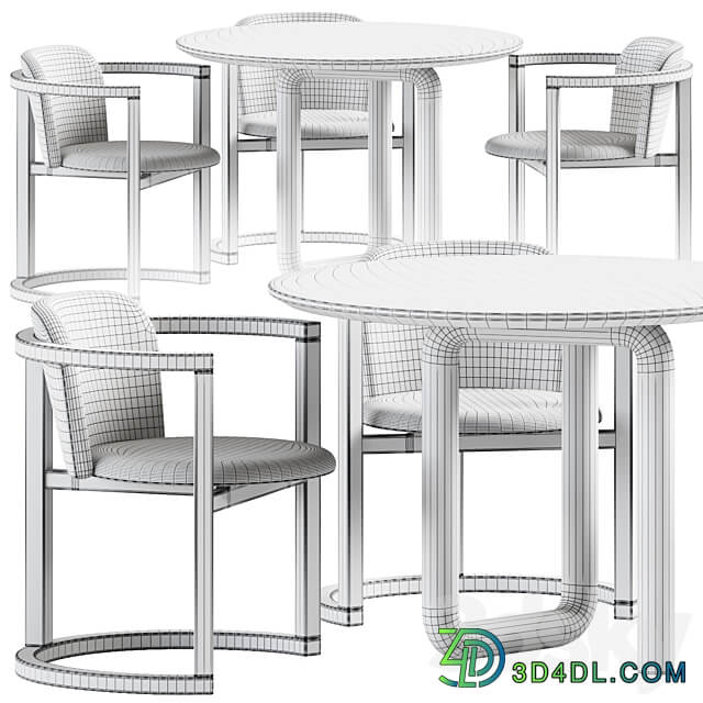 Mono Table by Objects and Ideas and Stir Chair by Kazuko Okamoto Table Chair 3D Models