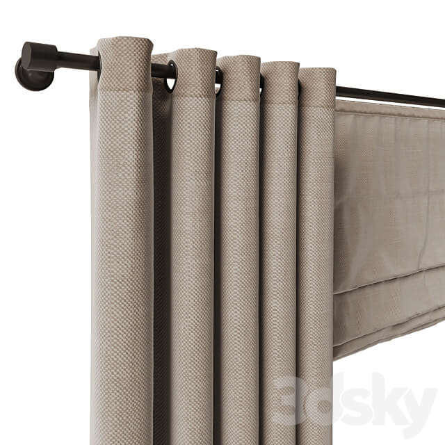 Eyelet curtain with roman shade 3D Models