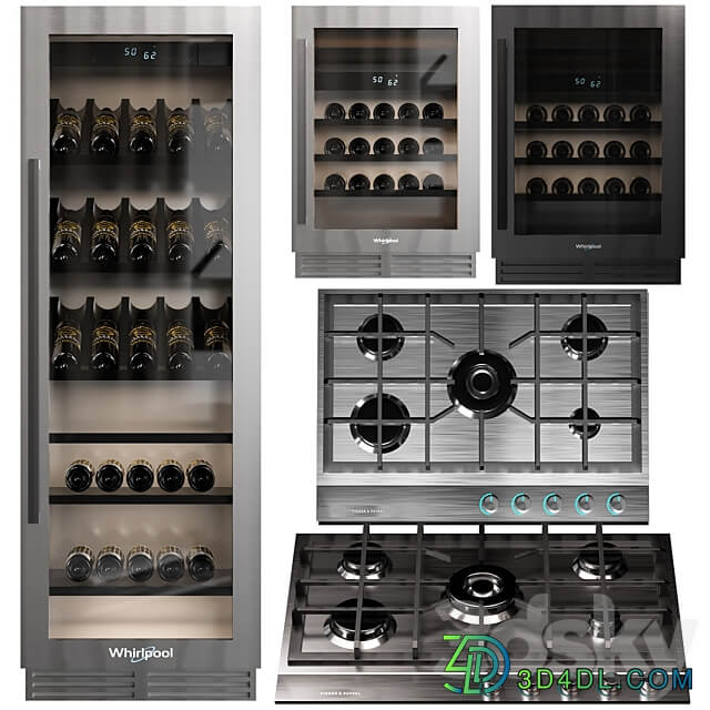 WHIRLPOOL AND FISHER PAYKEL KITCHEN APPLIANCE SET NO4 3D Models