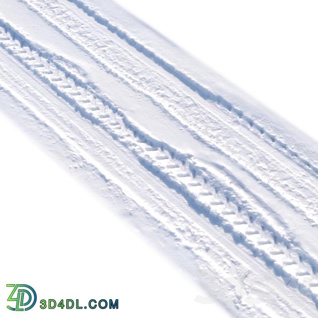 Snowy road 6 with wheel tracks 3D Models