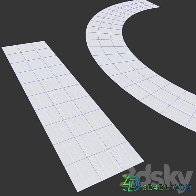 Snowy road 6 with wheel tracks 3D Models