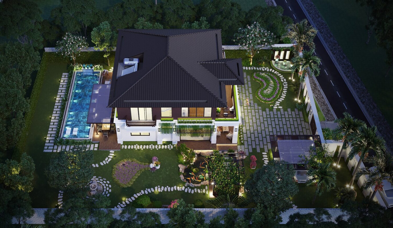 13245. Free 3D Garden Villas Exterior Model Download By Vu Van Bac