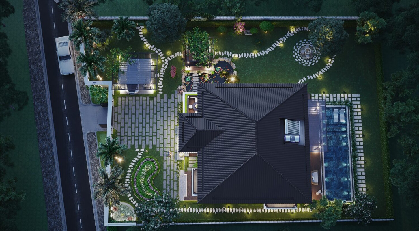 13245. Free 3D Garden Villas Exterior Model Download By Vu Van Bac