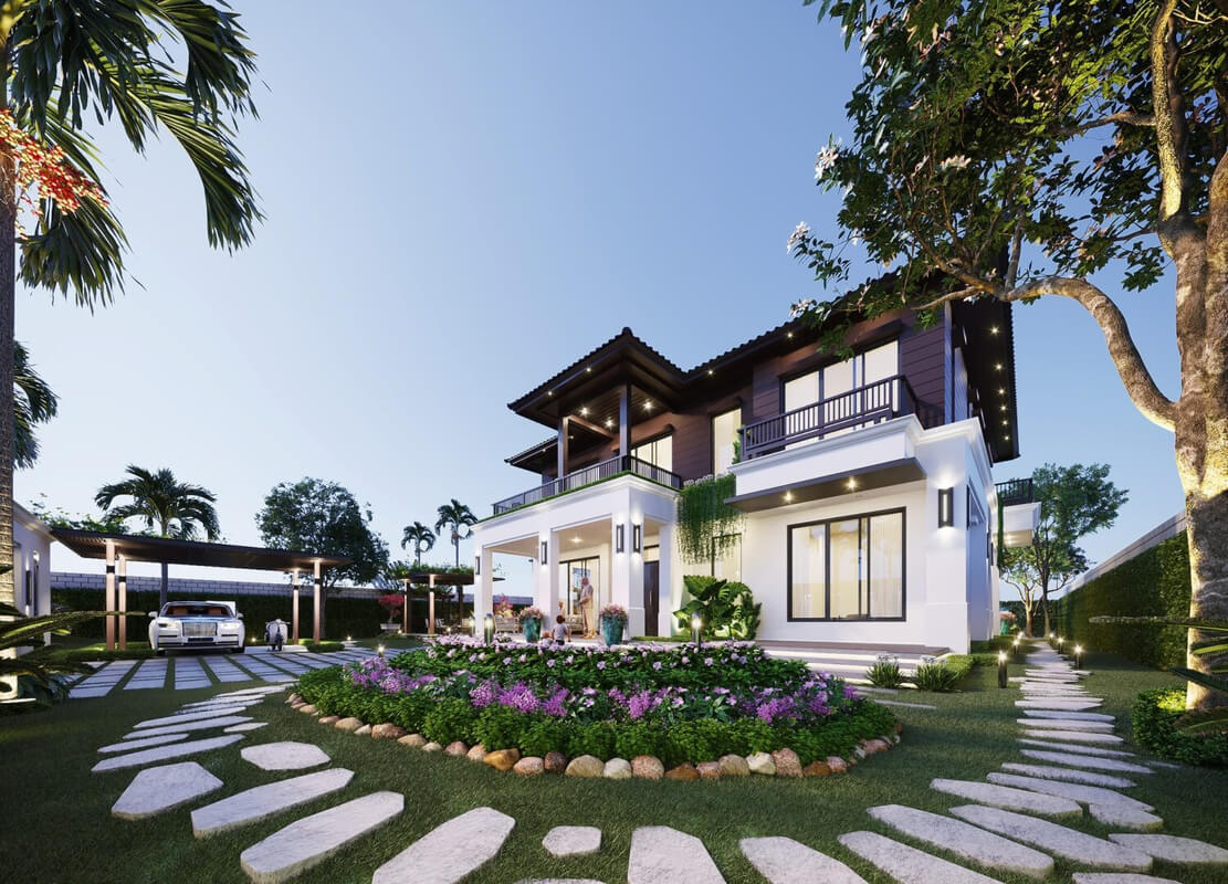 13245. Free 3D Garden Villas Exterior Model Download By Vu Van Bac