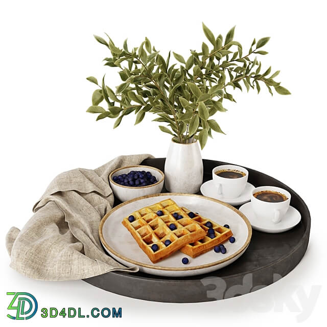 Breakfast on a tray w004 3D Models