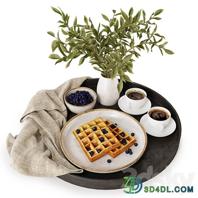 Breakfast on a tray w004 3D Models