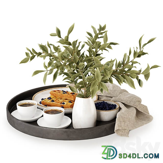 Breakfast on a tray w004 3D Models
