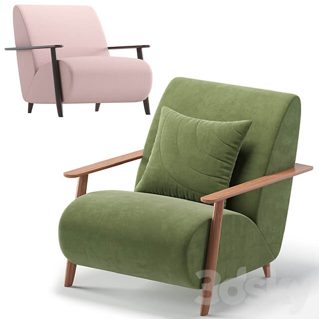Armchair Marthan Beige Velvet By Barcelona Design 8 Colors Version 3D Models