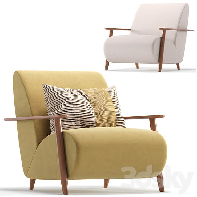 Armchair Marthan Beige Velvet By Barcelona Design 8 Colors Version 3D Models