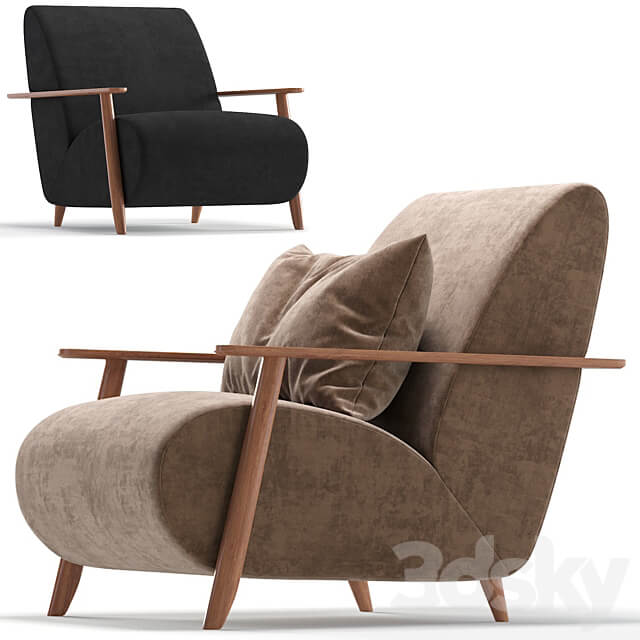 Armchair Marthan Beige Velvet By Barcelona Design 8 Colors Version 3D Models