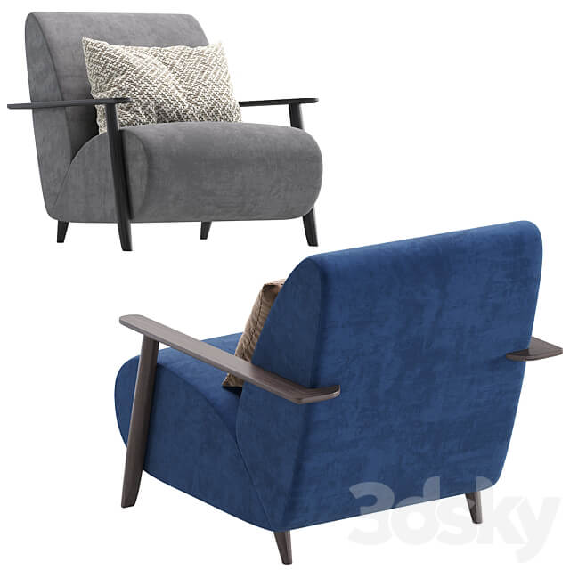 Armchair Marthan Beige Velvet By Barcelona Design 8 Colors Version 3D Models