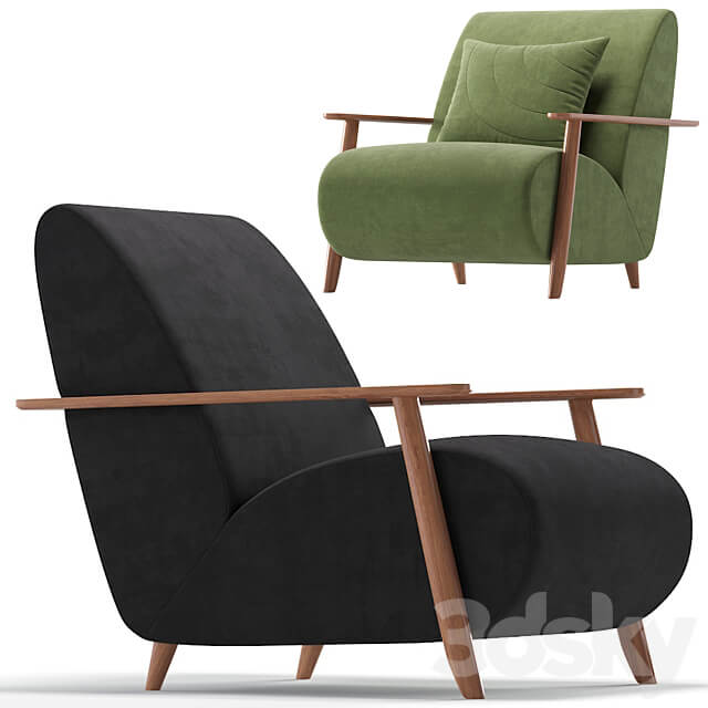 Armchair Marthan Beige Velvet By Barcelona Design 8 Colors Version 3D Models