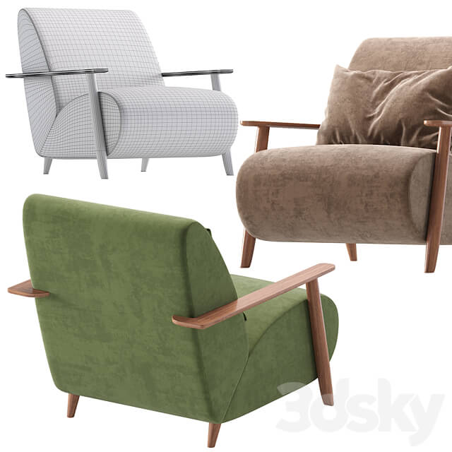 Armchair Marthan Beige Velvet By Barcelona Design 8 Colors Version 3D Models