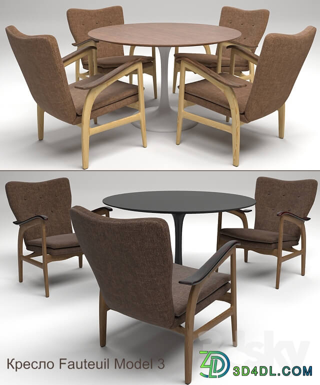 Armchair Fauteuil Model 3 Table Tulip