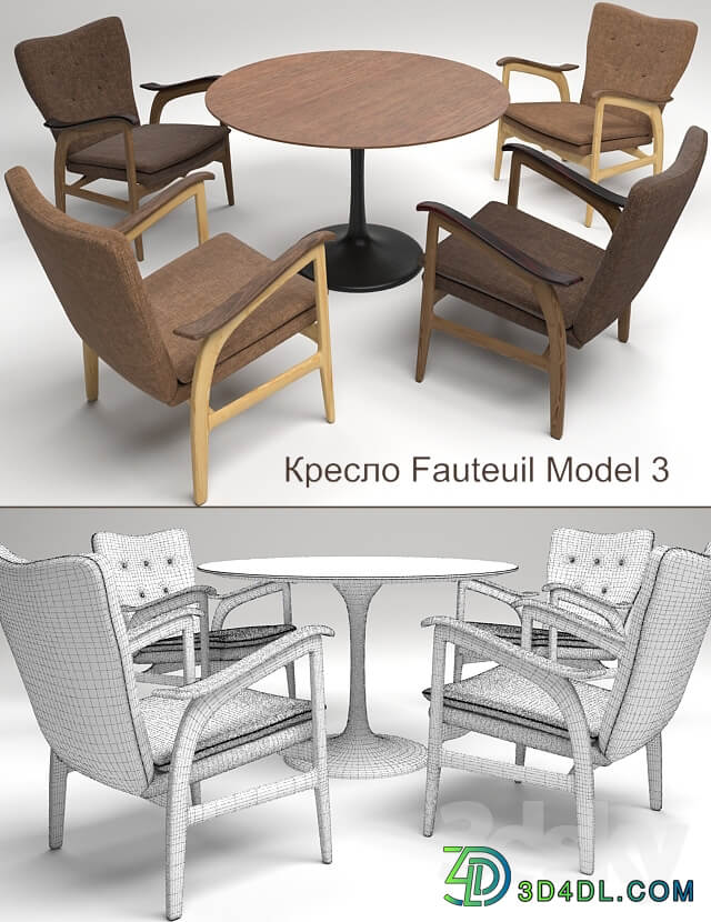 Armchair Fauteuil Model 3 Table Tulip