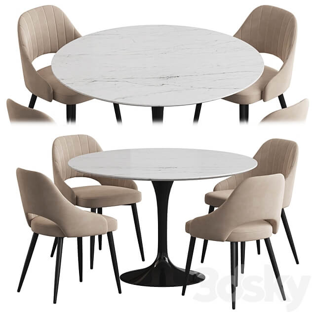Tulip table M City Fantine Dining set Table Chair 3D Models