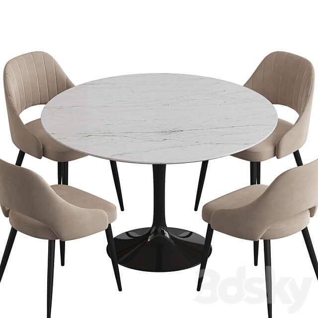 Tulip table M City Fantine Dining set Table Chair 3D Models
