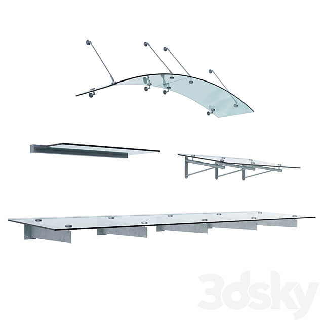 Set of glass visors Glasvordach 3D Models