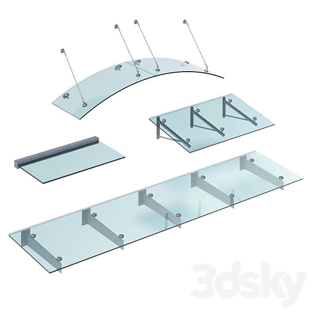 Set of glass visors Glasvordach 3D Models