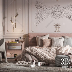 3D Interior Scenes File 3dsmax Model Bedroom 390  