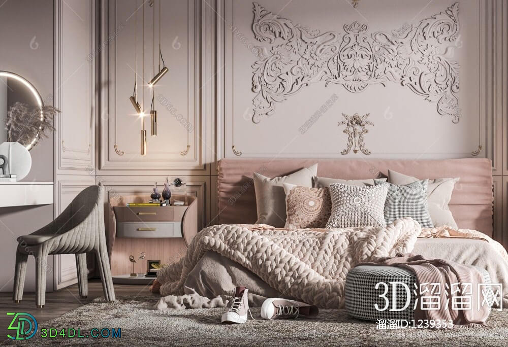 3D Interior Scenes File 3dsmax Model Bedroom 390 