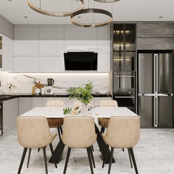 11272. Free 3D Kitchen And Dining Room Interior Model Download 